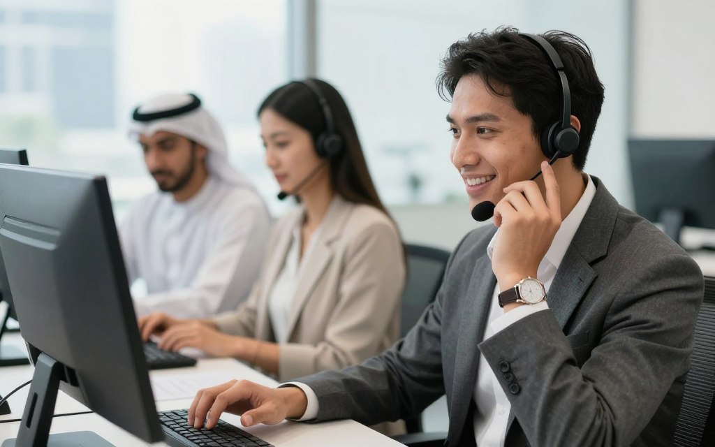 Customer service representative answering deep cleaning service questions in UAQ