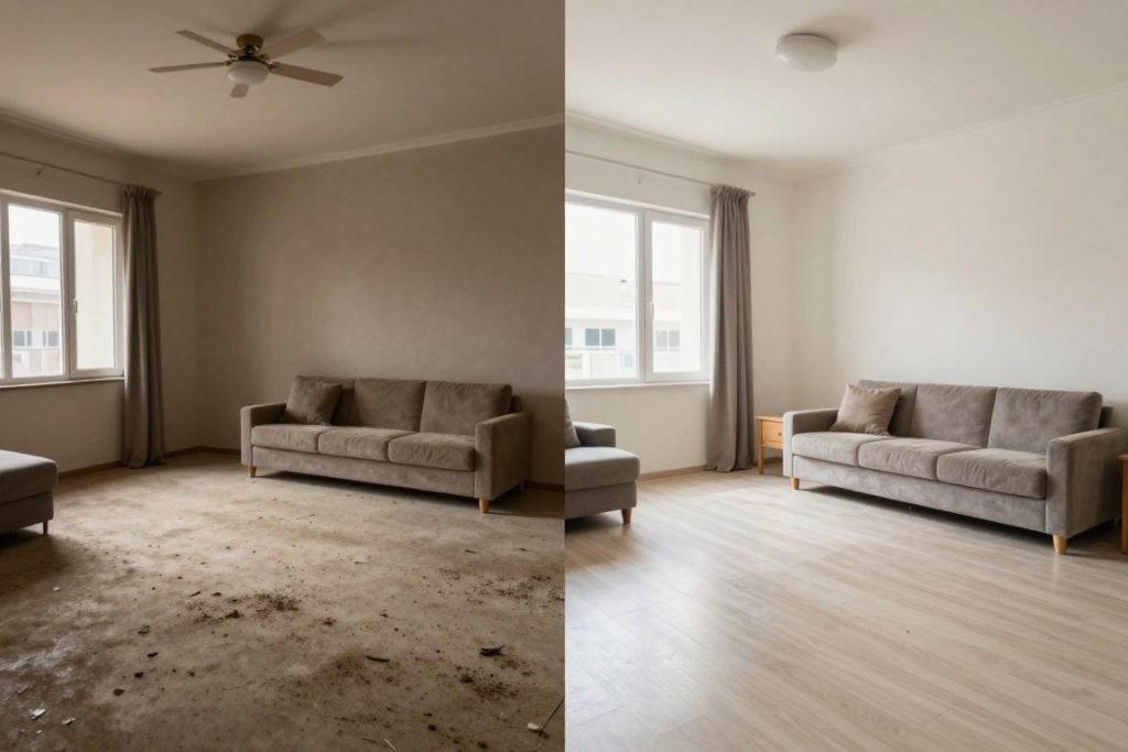 before and after comparison of deep cleaning