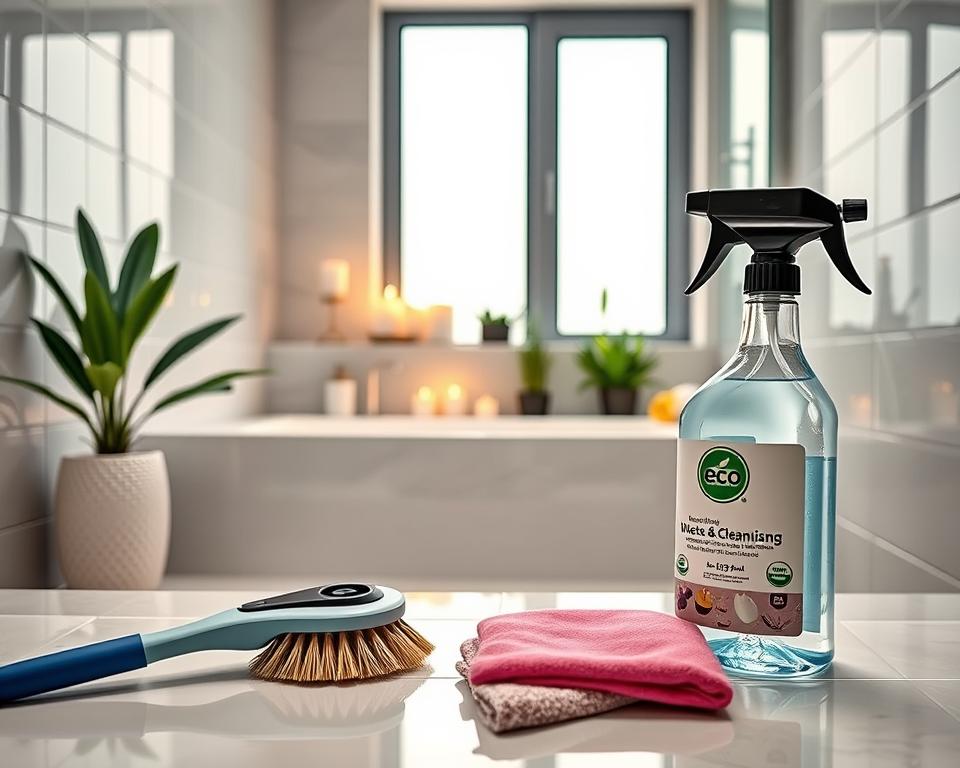 A clean and organized bathroom in a modern UAE home, featuring sparkling tiles, a pristine bathtub, and neatly arranged toiletries. In the foreground, a pair of professional cleaning tools, such as a scrub brush and a spray bottle with eco-friendly labels, emphasize the importance of deep cleaning. The middle ground showcases vibrant plants and candles that add a refreshing touch, promoting a calming atmosphere. The background features a window with soft, natural light streaming in, illuminating the cleanliness and inviting warmth of the space. The overall mood is serene and inviting, suggesting a rejuvenating experience that highlights why maintaining a bathroom in the UAE is essential for health and hygiene. A clean and organized bathroom in a modern UAE home, featuring sparkling tiles, a pristine bathtub, and neatly arranged toiletries. In the foreground, a pair of professional cleaning tools, such as a scrub brush and a spray bottle with eco-friendly labels, emphasize the importance of deep cleaning. The middle ground showcases vibrant plants and candles that add a refreshing touch, promoting a calming atmosphere. The background features a window with soft, natural light streaming in, illuminating the cleanliness and inviting warmth of the space. The overall mood is serene and inviting, suggesting a rejuvenating experience that highlights why maintaining a bathroom in the UAE is essential for health and hygiene.